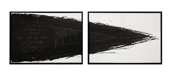 A Reaction 03, Diptych, 70 x 200 cm, Oil on Paper Board