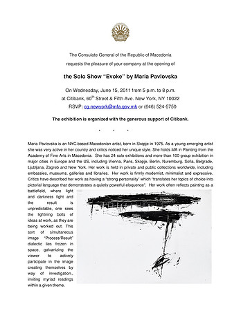 CITIBANK NY - Solo Show, Invitation, Awarded Artist of the year 2011